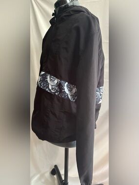 Black Windbreaker with floral accent